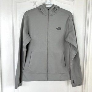 the North Face Grey Full Zip Hoodie Thumbhole Outdoor Running Hiking, Sz S